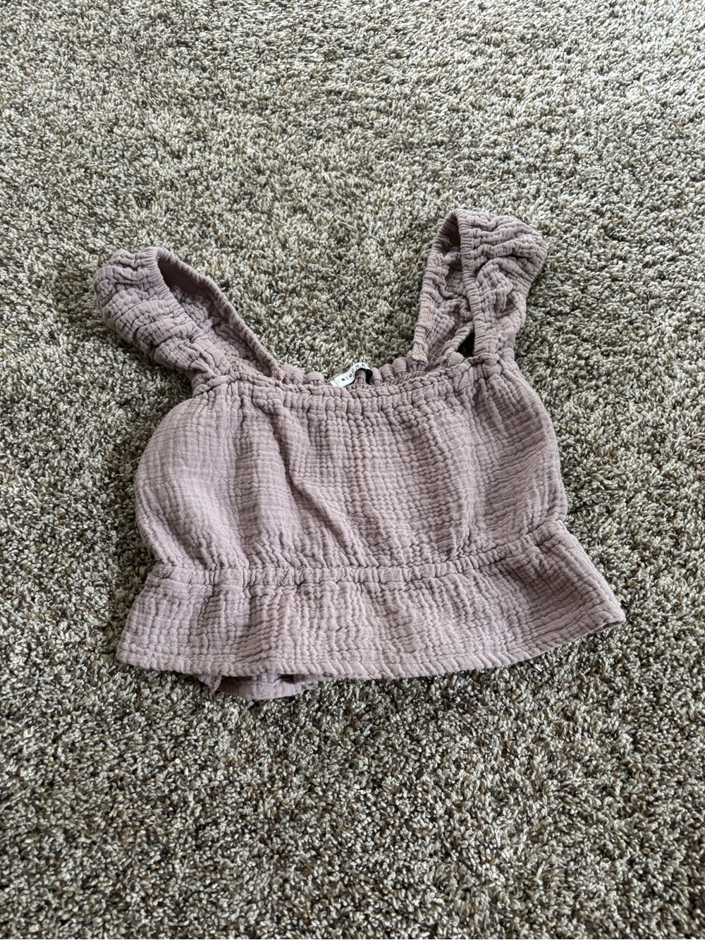 Smocked Ruffle Hem Crop Top in Mauve
